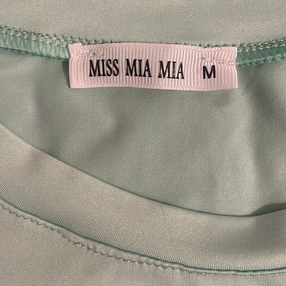 Miss Mia Mia Mint Green Balloon Sleeve Spandex T-shirt Top Size Medium - Picture 15 of 16
